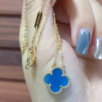 [⭐JeweliWhal]CLOVER 15MM BLUE AGATE NECKLACE