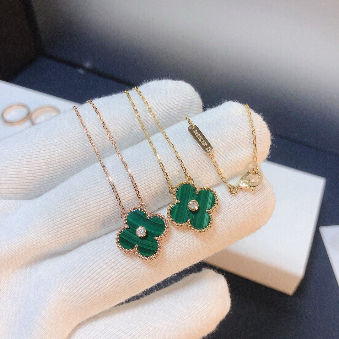 [⭐JeweliWhal]クローバー 15mm ダイヤモンド ターコイズ ネックレス