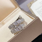 [⭐JeweliWhal]SERPENTI DOUBLE RING SILVER DIAMOND PAVED