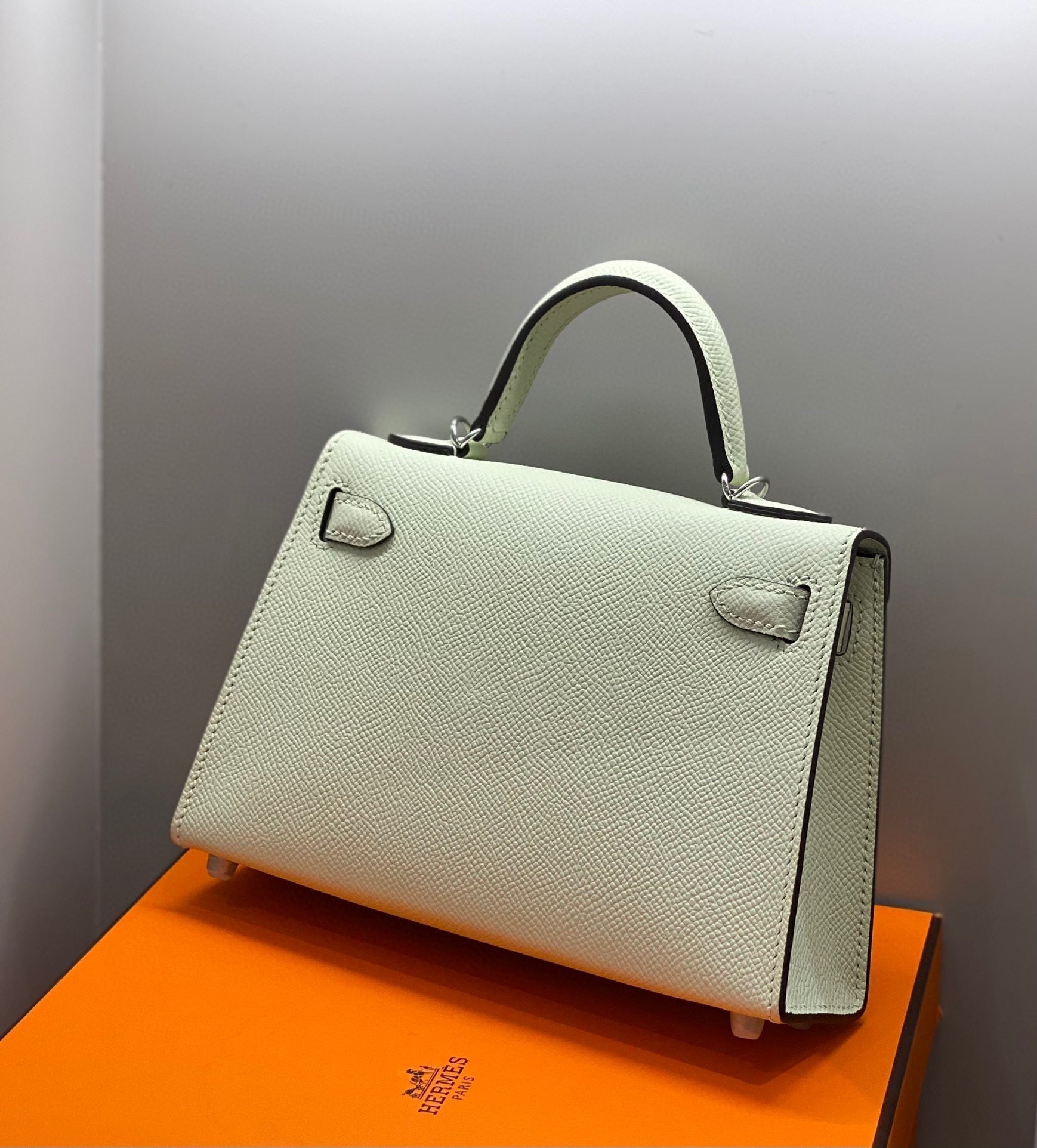 HM ケリー ミニ 20 シーフォーム エプソム シルバー ハードウェア