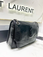 ミディアム ニキ 28インチ ブラック カーフスキン チェーンバッグ 高級