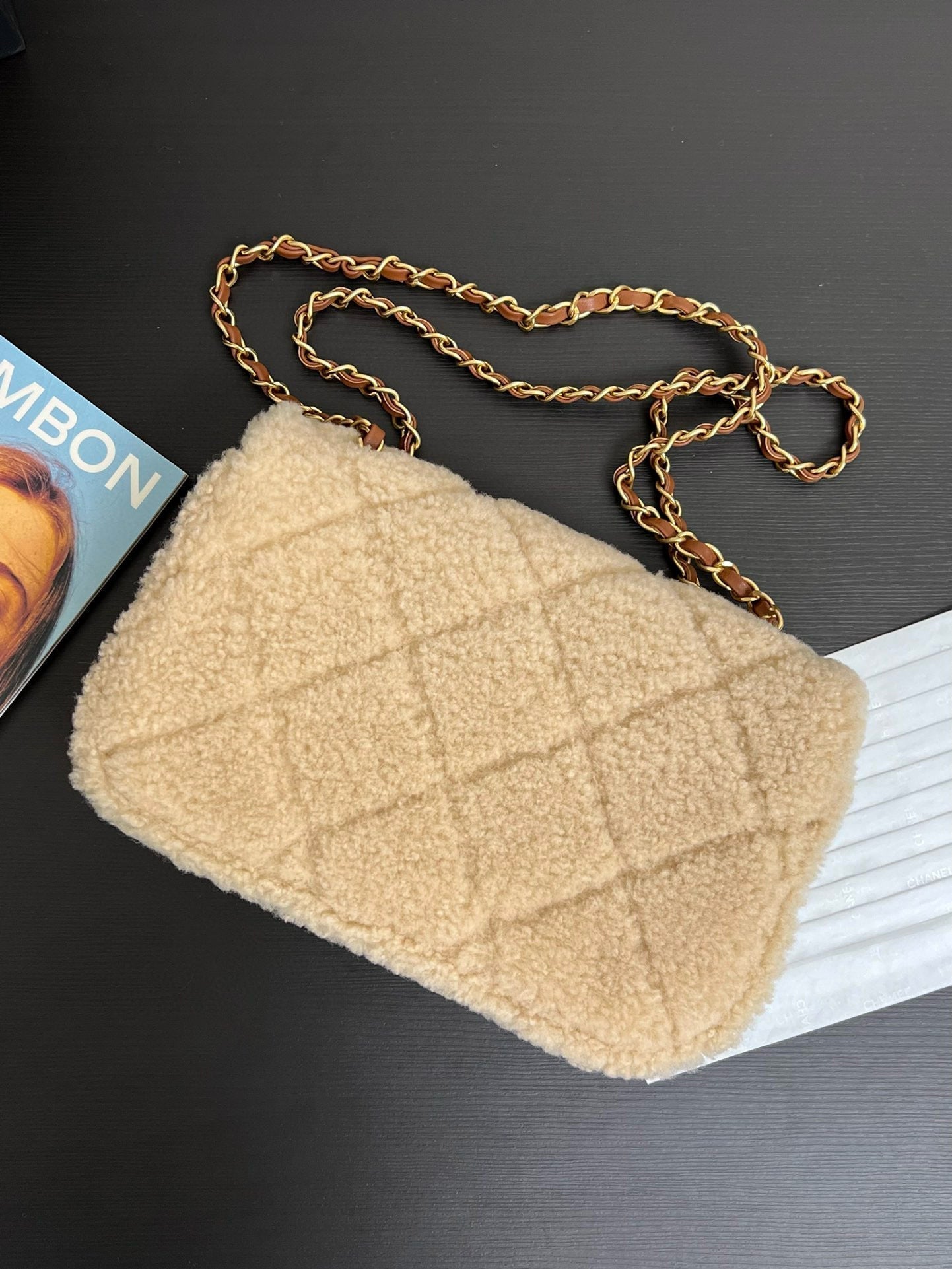 CC 24K テディ ウールバッグ ラムスキン ブラウン