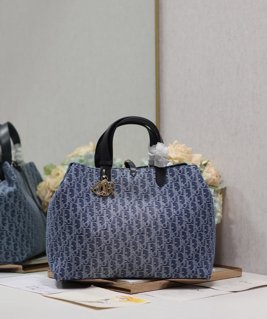 LARGE TOUJOURS 37 BLUE DENIM OBLIQUE JACQUARD