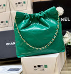 CC HOBO BAG 37 GREEN LAMBSKIN GOLD HARDWARE