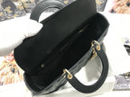 LARGE 32 LADY BAG IN BLACK LAMBSKIN WITH GOLD HARDWARE