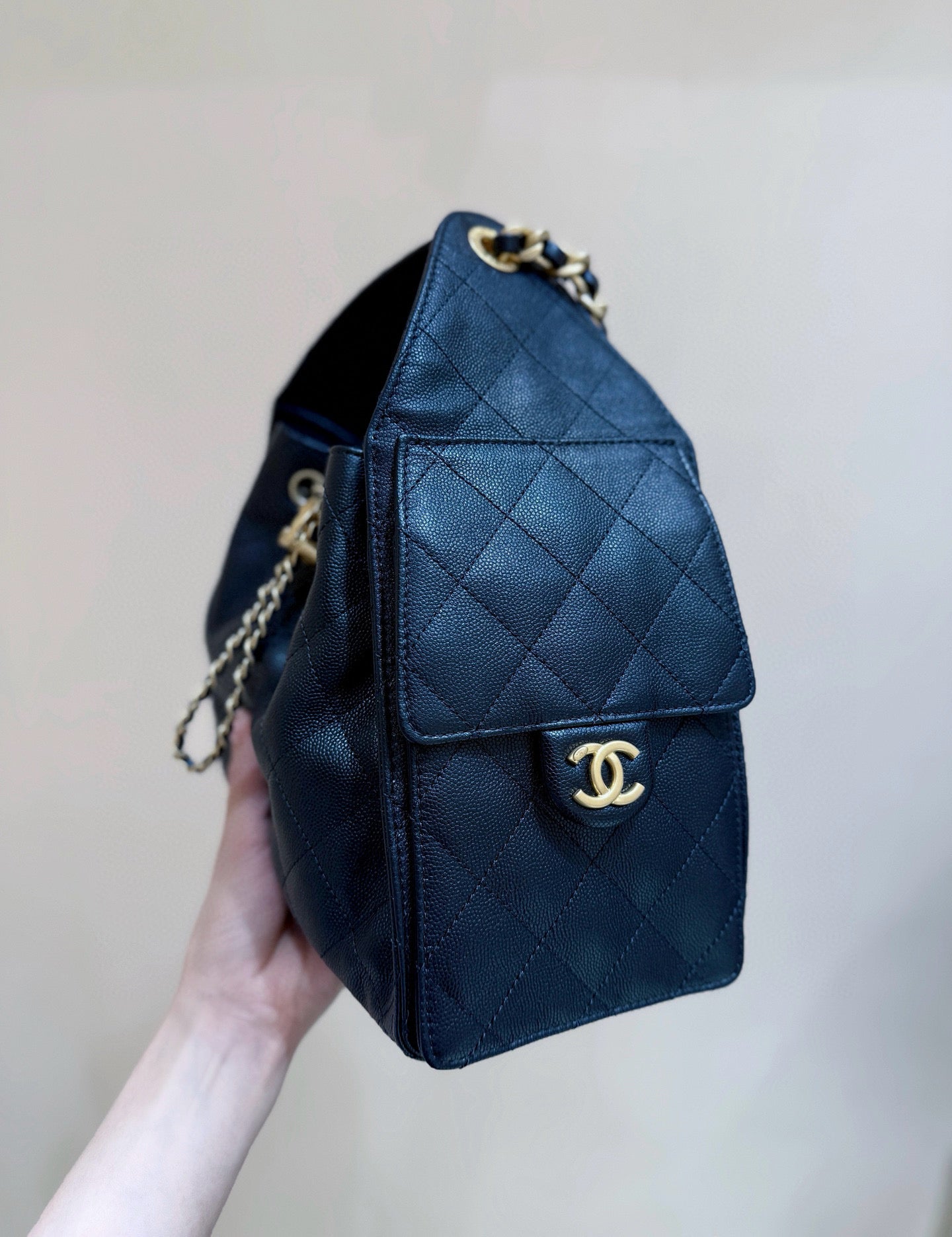 CC 25 ハンドバッグ（ブラック、グレインカーフスキン、ゴールド金具）