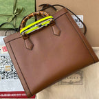 ミディアム ダイアナ トートバッグ 35インチ ブラウン ラッカー カーフスキン バンブーハンドル