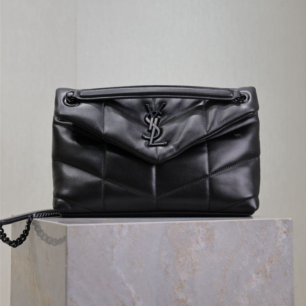 ルル パファー ミディアム 29インチ オールブラック シープスキン ブラックハードウェア