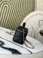 VANITY 17 キャビア ハンドル付き ブラックカーフスキン ゴールド金具