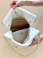 CC ホーボーバッグ 37 ホワイト CC ブラック ラムスキン ゴールド金具