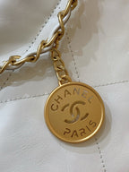 CC ホーボーバッグ 37 ホワイト CC ブラック ラムスキン ゴールド金具