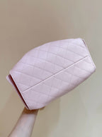 シャネル 25 ミディアム ハンドバッグ パステルピンク カーフスキン ゴールド金具