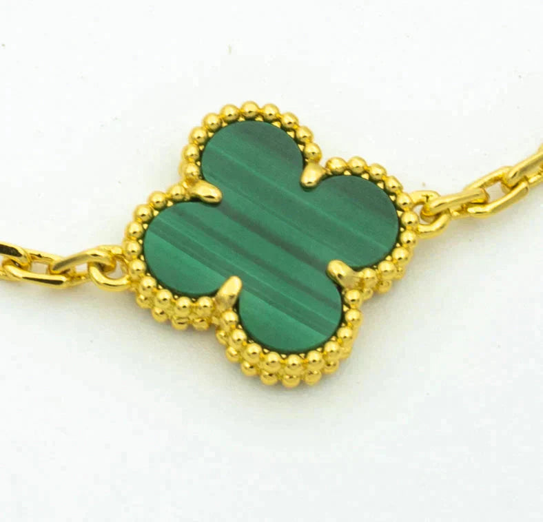 [⭐JeweliWhal] CLOVER 5 MOTIF MALACHITE BRACELET COLLECTION