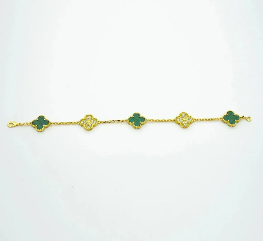 [⭐JeweliWhal] CLOVER 5 MOTIF MALACHITE BRACELET COLLECTION