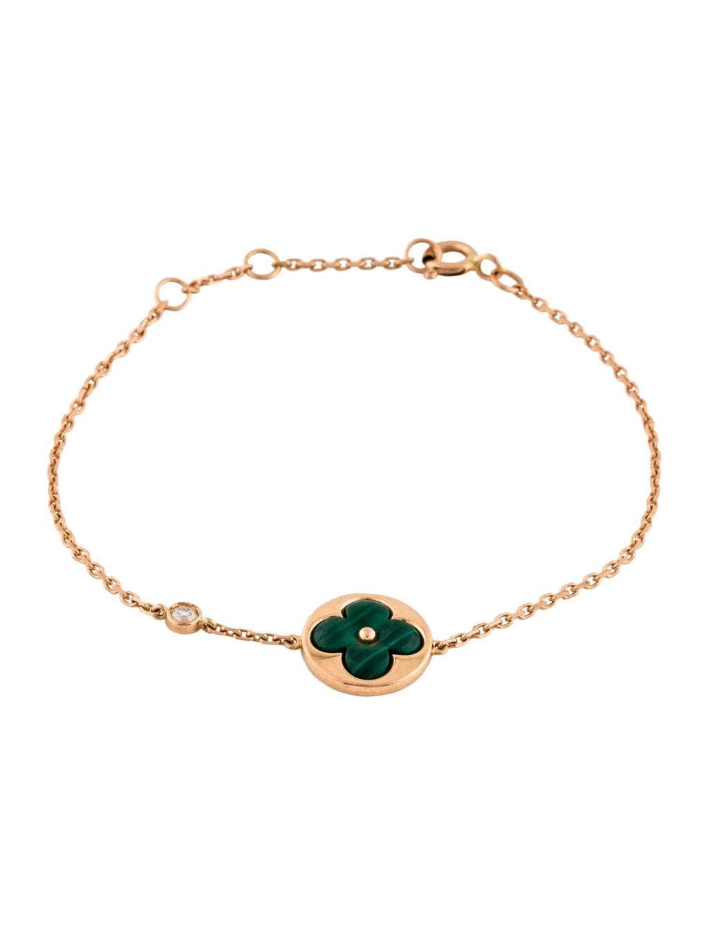 [⭐JeweliWhal]SUN MALACHITE 1 DIAMOND PINK GOLD BRACELET
