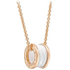[⭐JeweliWhal]ZERO 1 WHITE CERAMIC PINK GOLD DIAMOND NECKLACE