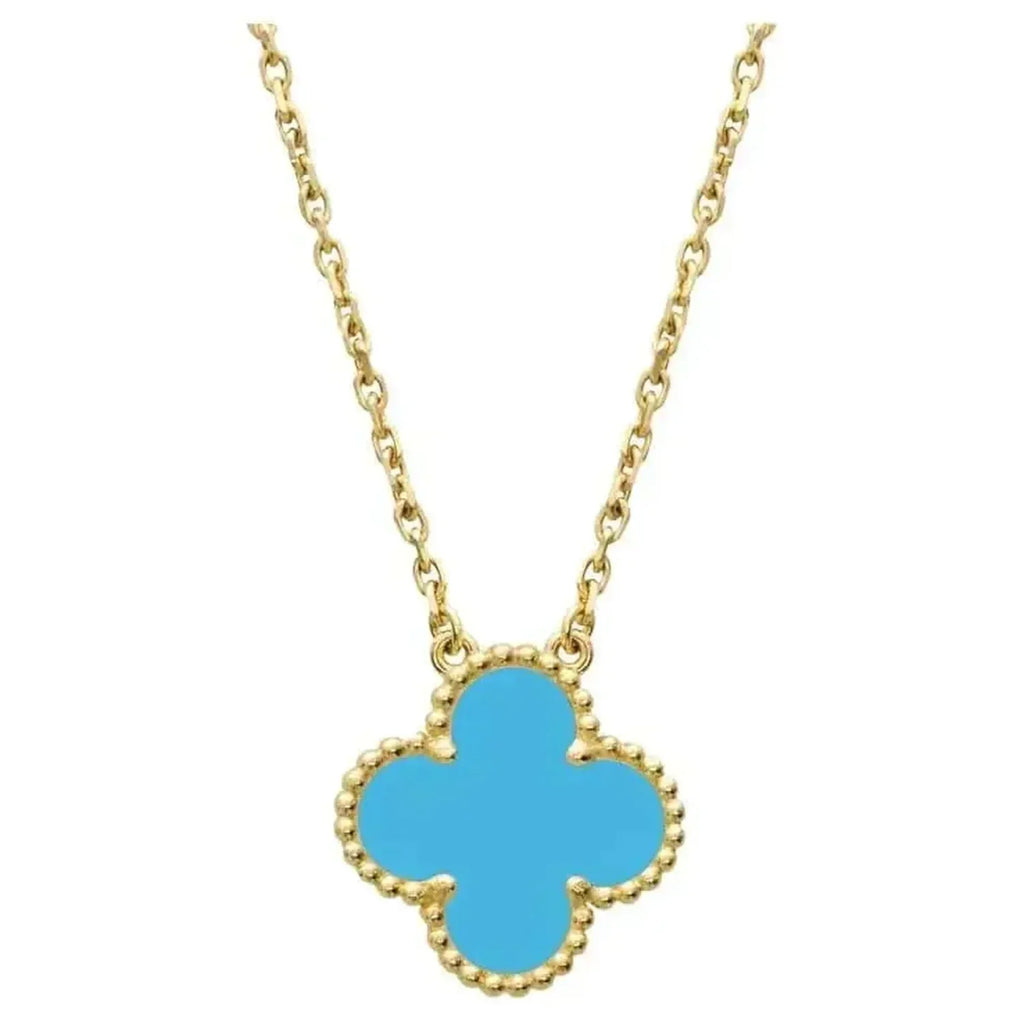 [⭐JeweliWhal]CLOVER 15MM VINTAGE TURQUOISE NECKLACE