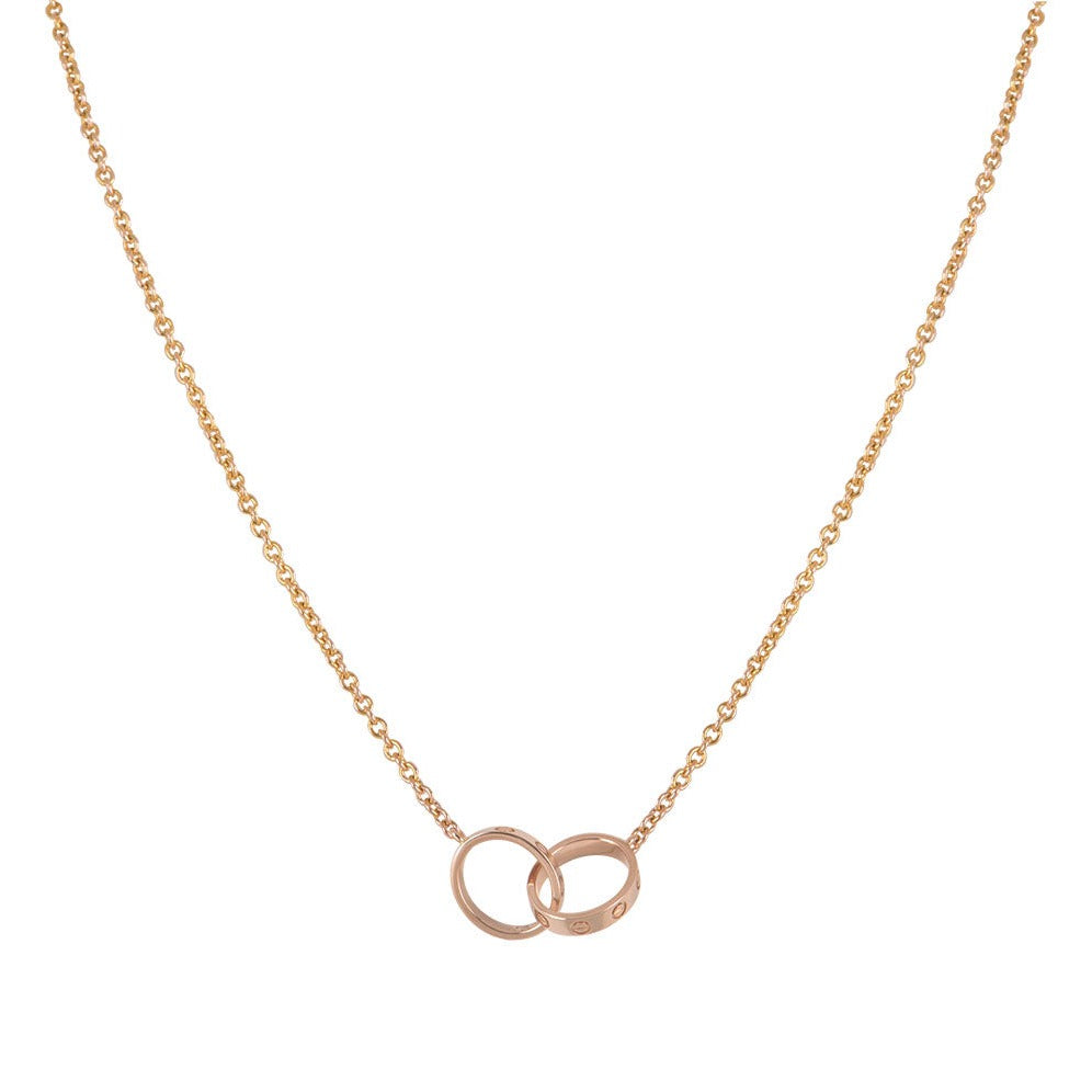 [⭐JeweliWhal]LOVE NECKLACE DOUBLE RING PINK GOLD