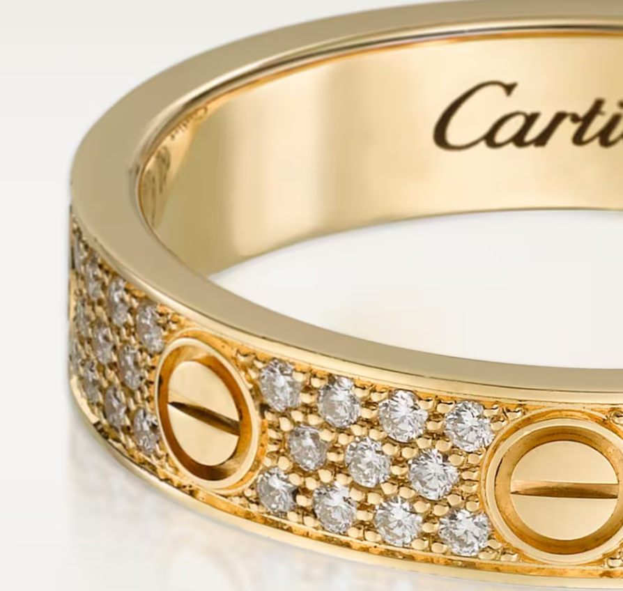 [⭐JeweliWhal]LOVE RING 4mm幅 フルダイヤモンドリング ゴールド