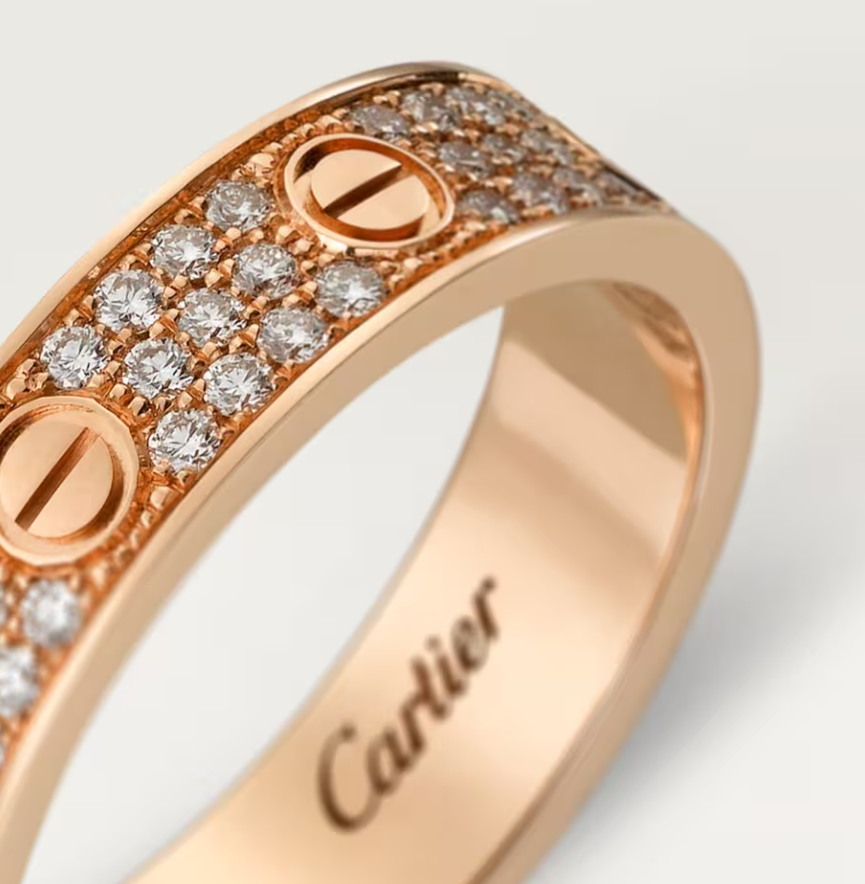 [⭐JeweliWhal]LOVE RING 4mm幅 フルダイヤモンドリング ローズゴールド