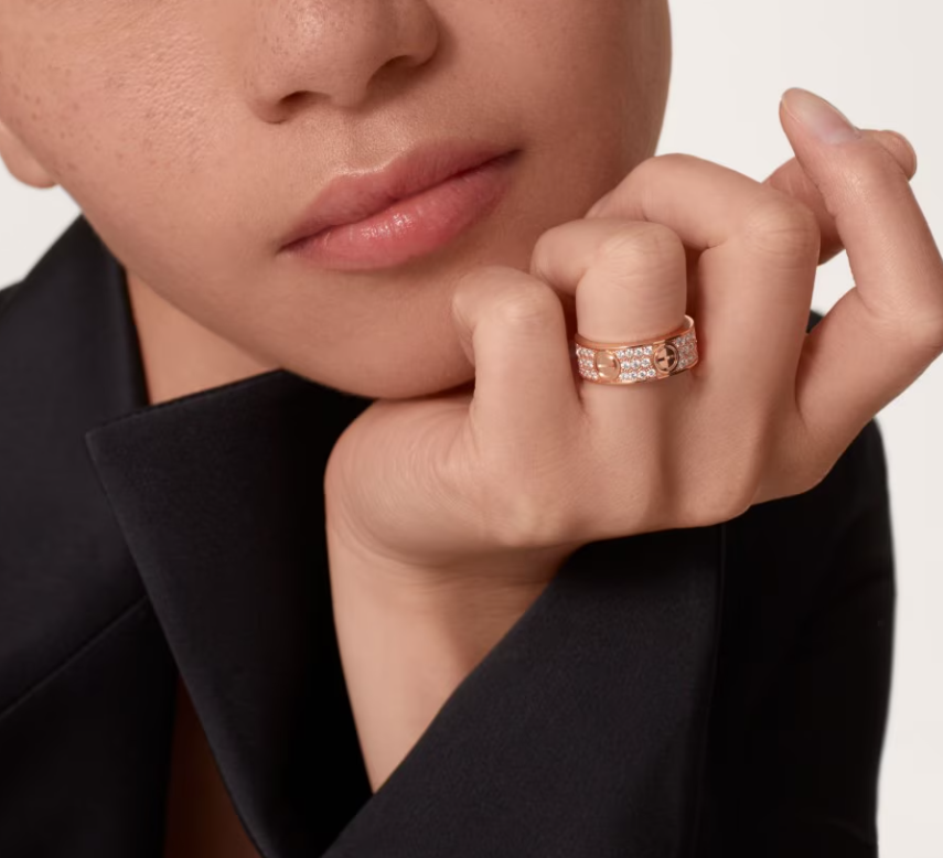 [⭐JeweliWhal]LOVE RING 6.5mm-wide full-diamond ring Rose Gold