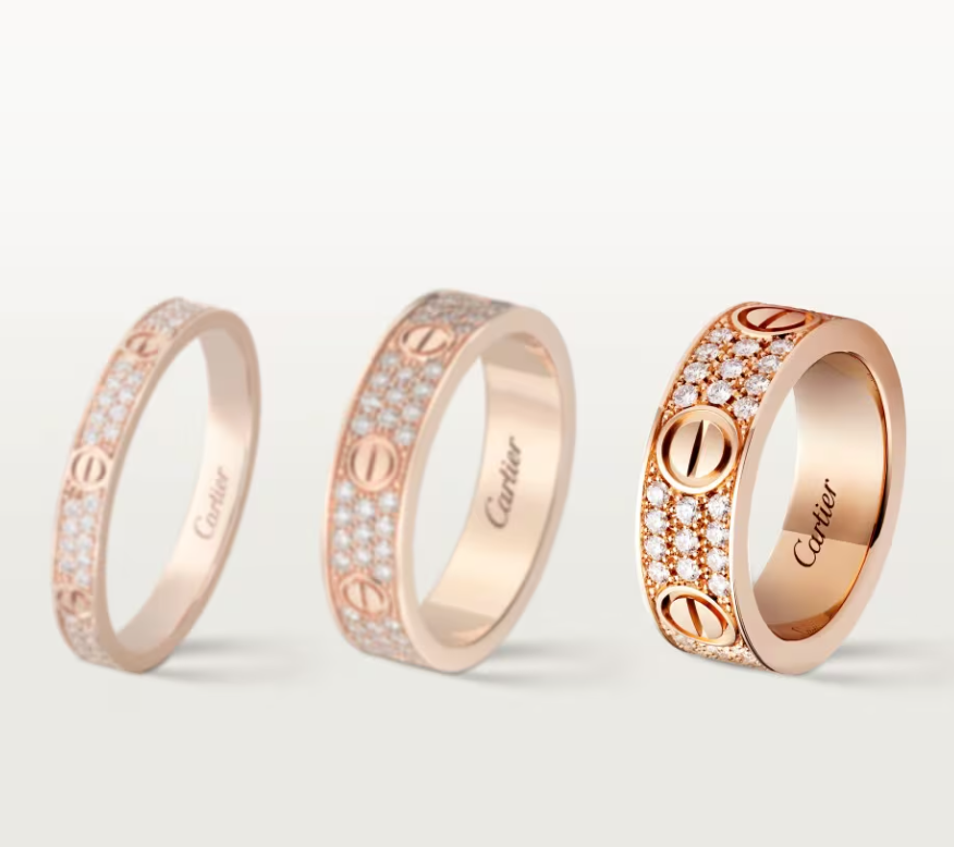 [⭐JeweliWhal]LOVE RING 6.5mm-wide full-diamond ring Rose Gold