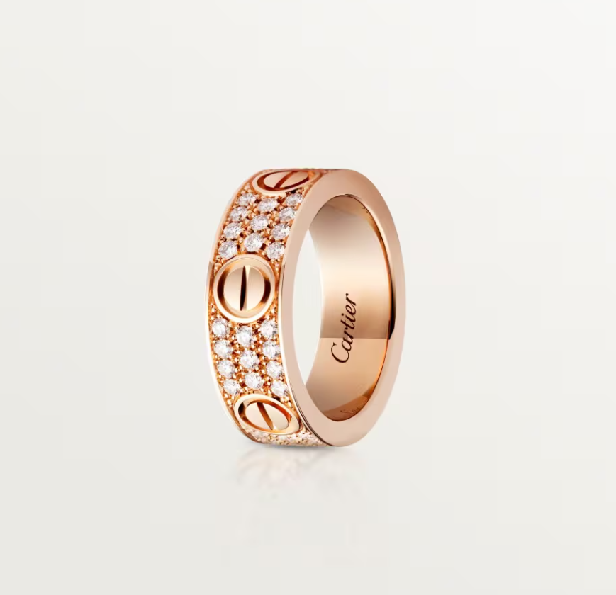 [⭐JeweliWhal]LOVE RING 6.5mm-wide full-diamond ring Rose Gold