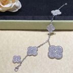 [⭐JeweliWhal]クローバー 6モチーフ シルバー ダイヤモンド ブレスレット