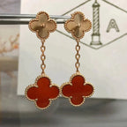 [⭐JeweliWhal]CLOVER 2 MOTIF  LASER CARNELIAN EARRINGS