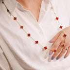 [⭐JeweliWhal]CLOVER 20 MOTIFS CARNELIAN NECKLACE