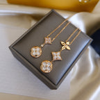 [⭐JeweliWhal]COLOR BLOSSOM LARIAT NECKLACE PINK GOLD WHITE MOTHER PEARL AND DIAMOND