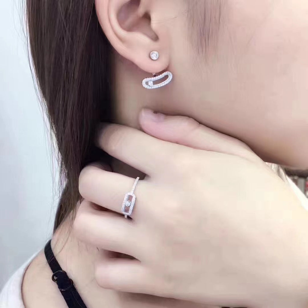 [⭐JeweliWhal]MOVE UNO SILVER DIAMOND EARRINGS