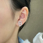 [⭐JeweliWhal]HM FULL DIAMOND PIG NOSE STUD EARRINGS