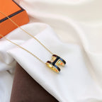 [⭐JeweliWhal]HM CLIC BLACK ENAMEL GOLD NECKLACE