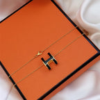 [⭐JeweliWhal]HM CLIC BLACK ENAMEL GOLD NECKLACE