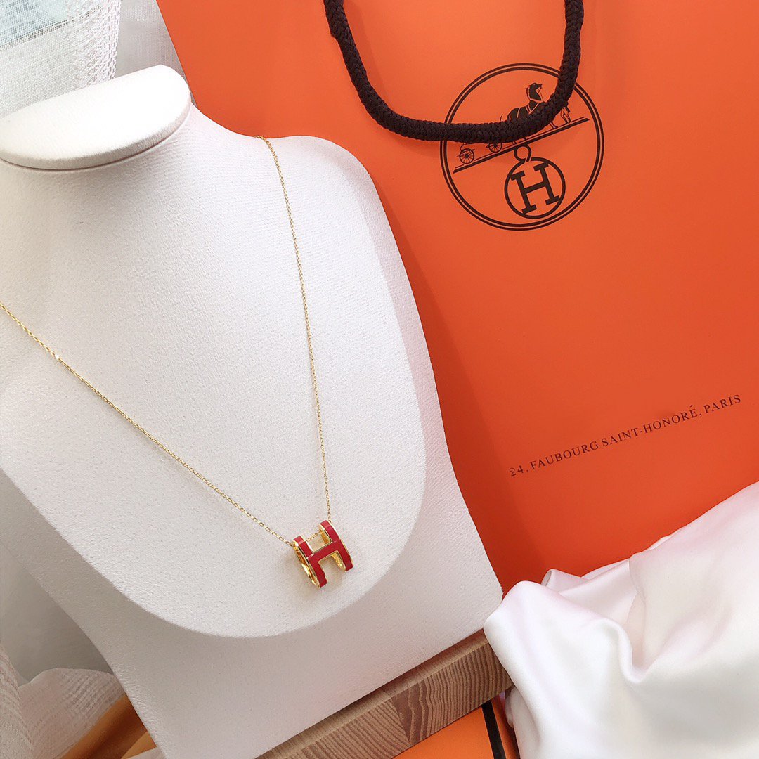 [⭐JeweliWhal]HM CLIC RED ENAMEL GOLD NECKLACE