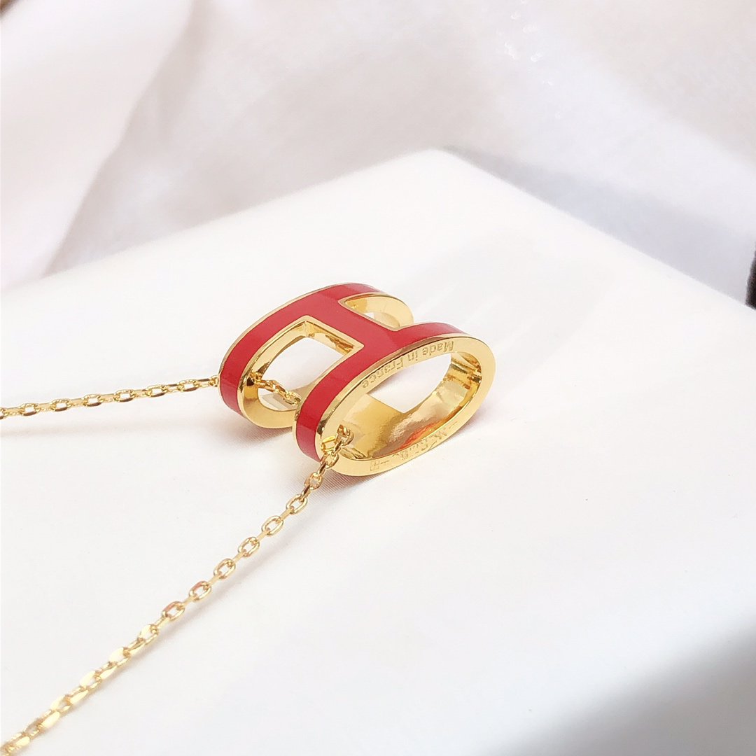 [⭐JeweliWhal]HM CLIC RED ENAMEL GOLD NECKLACE