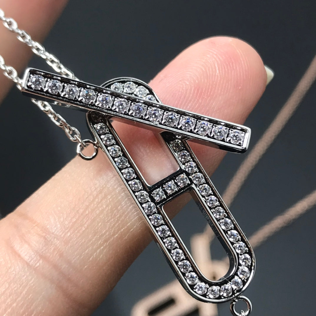 [⭐JeweliWhal]HMネックレス プラチナ ローズゴールド ダイヤモンド