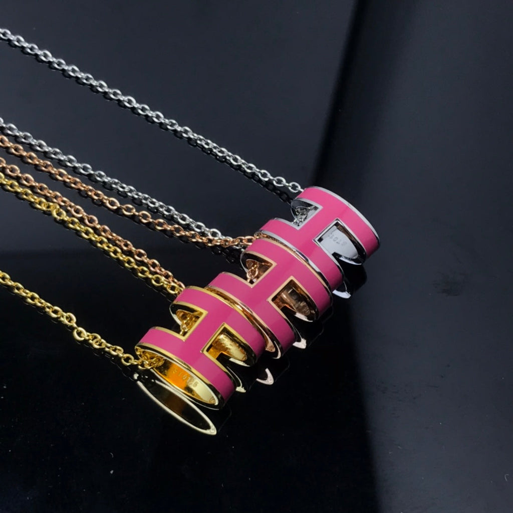 [⭐JeweliWhal]H NECKLACE PINK