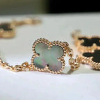 [⭐JeweliWhal] クローバー 5モチーフ グレー モップブレスレットコレクション