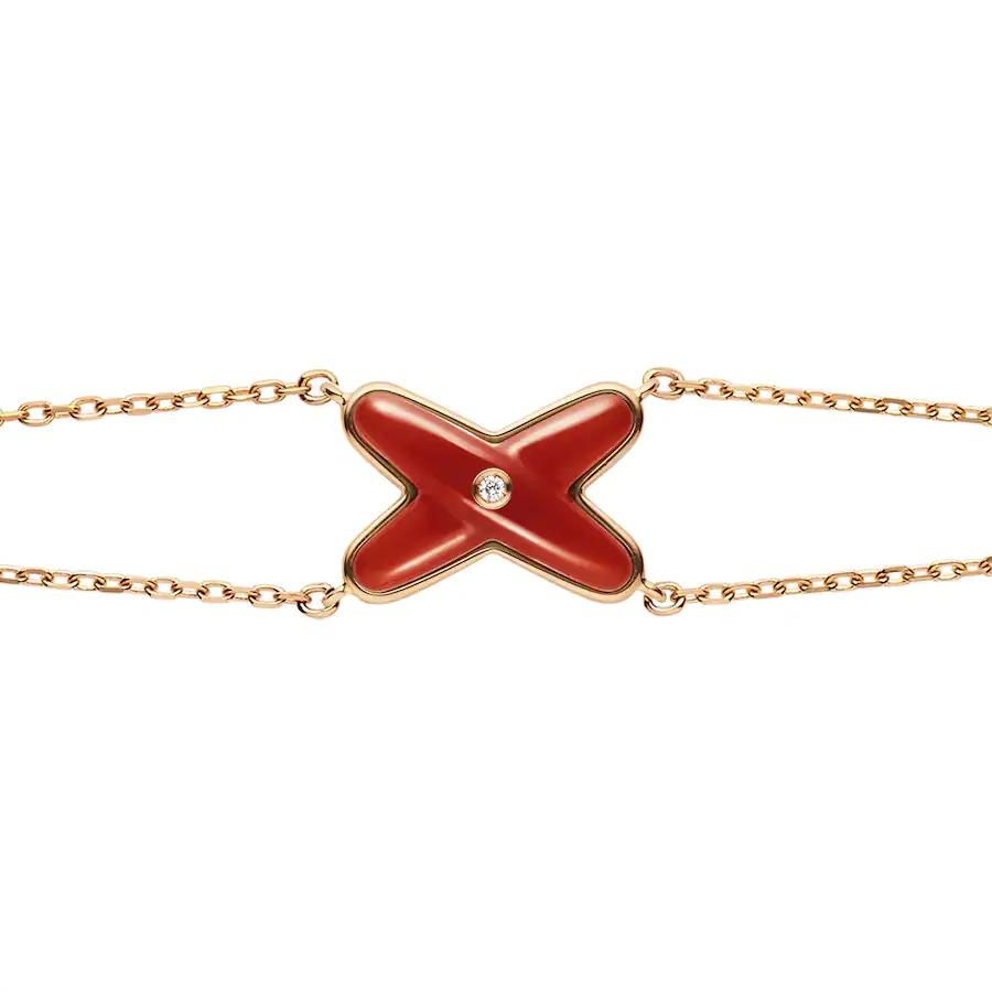 [⭐JeweliWhal]JEUX BRACELET CARNELIAN PINK GOLD 1 DIAMOND