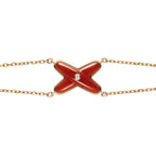 [⭐JeweliWhal]JEUX BRACELET CARNELIAN PINK GOLD 1 DIAMOND