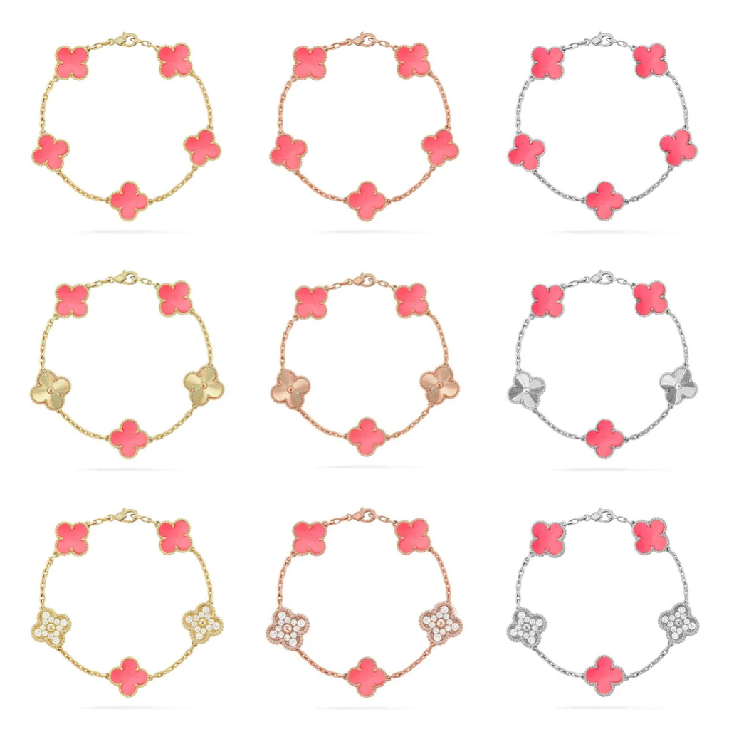 [⭐JeweliWhal] CLOVER 5 MOTIFS  PINK MOP BRACELET COLLECTION