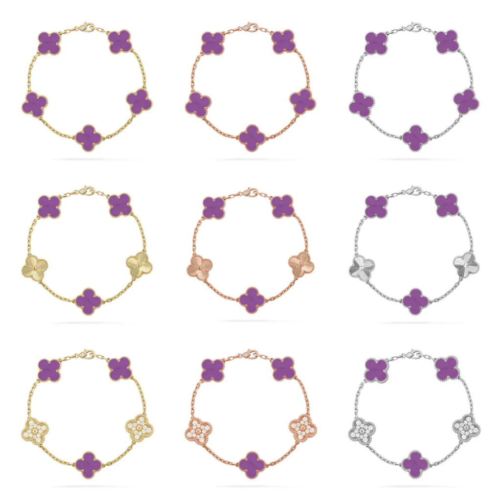 [⭐JeweliWhal] CLOVER 5 MOTIF VIOLET BRACELET COLLECTION