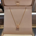 [⭐JeweliWhal]SERPENTI PINK GOLD NECKLACE DOUBLE RING DIAMOND