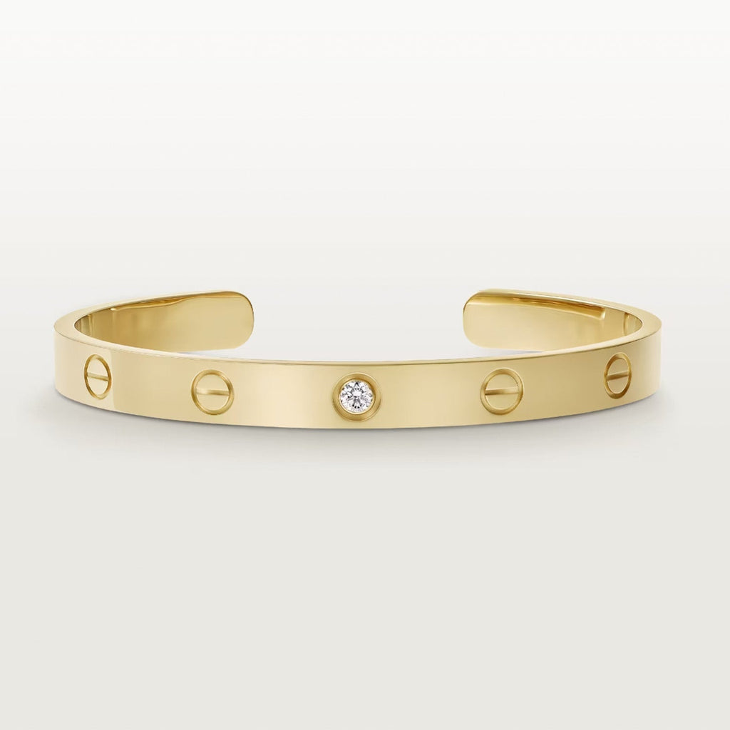 [⭐JeweliWhal]LOVE BRACELET 6.1MM 1 DIAMOND OPEN CUFF