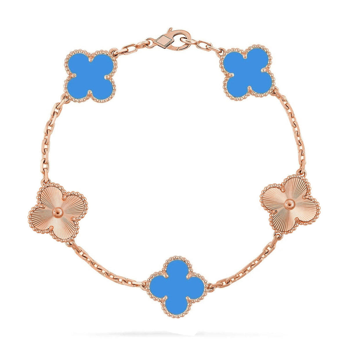 [⭐JeweliWhal] CLOVER 5 MOTIF BLUE AGATE BRACELET COLLECTION