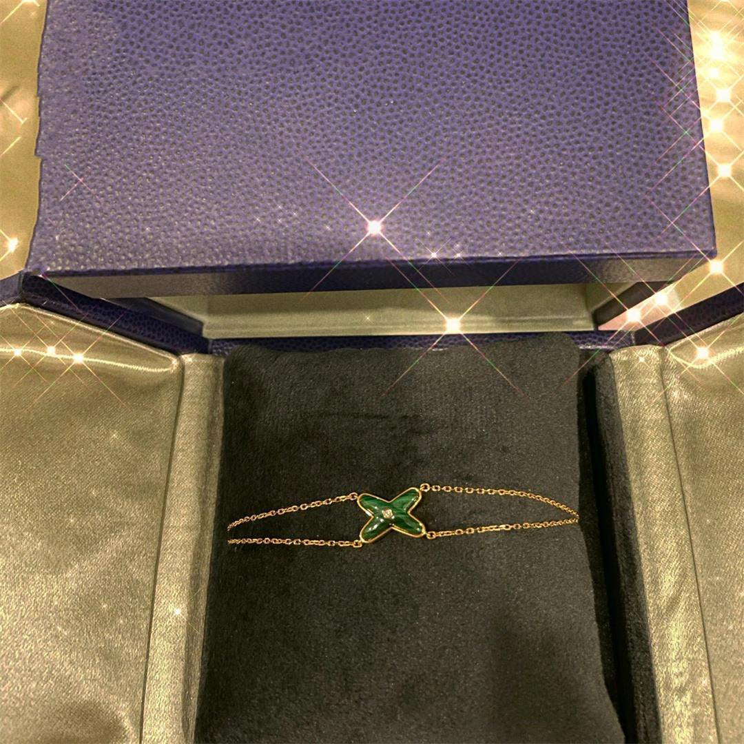 [⭐JeweliWhal]JEUX BRACELET MALACHITE PINK GOLD 1 DIAMOND