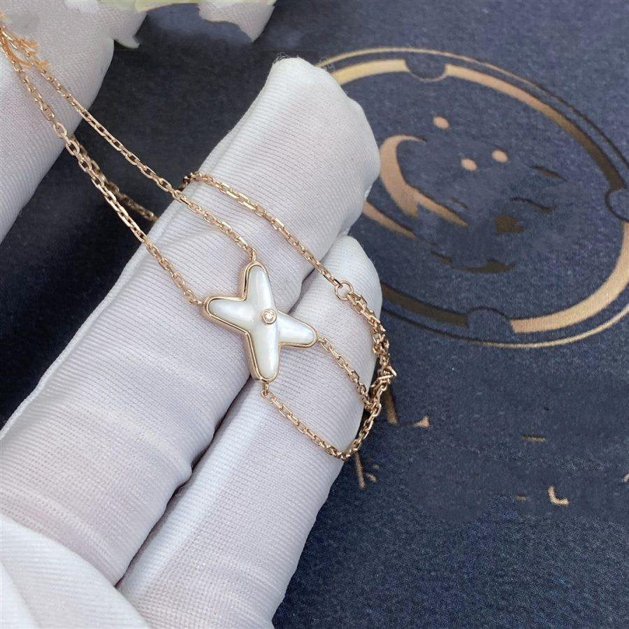 [⭐JeweliWhal]JEUX BRACELET WHITE MOP PINK GOLD 1 DIAMOND