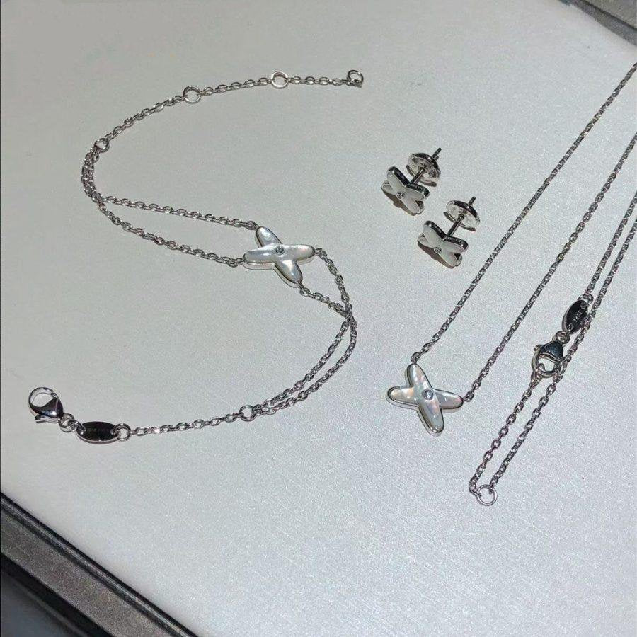 [⭐JeweliWhal]JEUX BRACELET WHITE MOP SILVER 1 DIAMOND